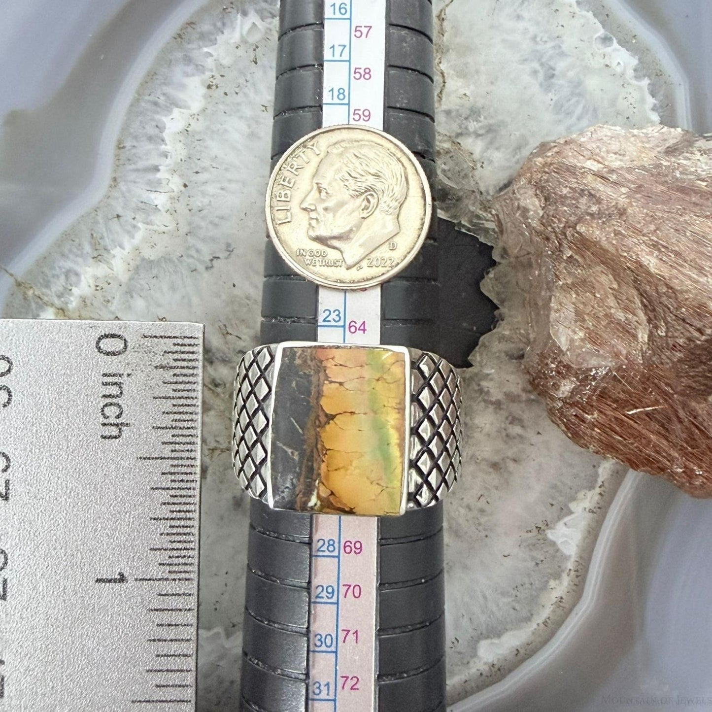 Native American Sterling Silver Rectangle Black Jack Decorated Ring Size 12 For Men