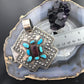 Shawn Cayatineto Native American Sterling Turquoise and Spiny Oyster Uni Pendant