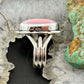 Native American Sterling Silver Oval Pink Conch Decorated Ring Size 7.75 For Women