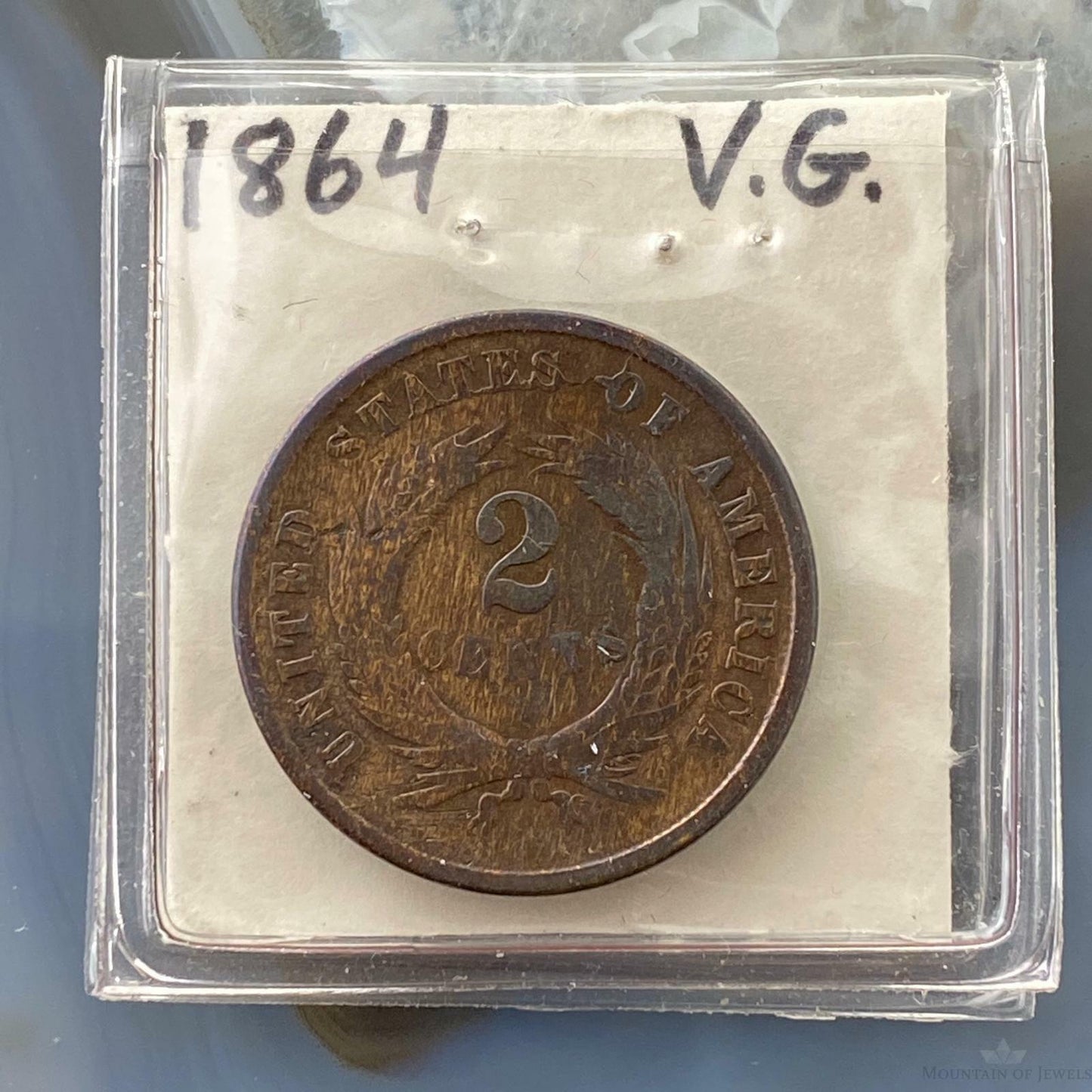 1864 US Two (2) Cent Piece Circulation Strike VG Collectible Coin