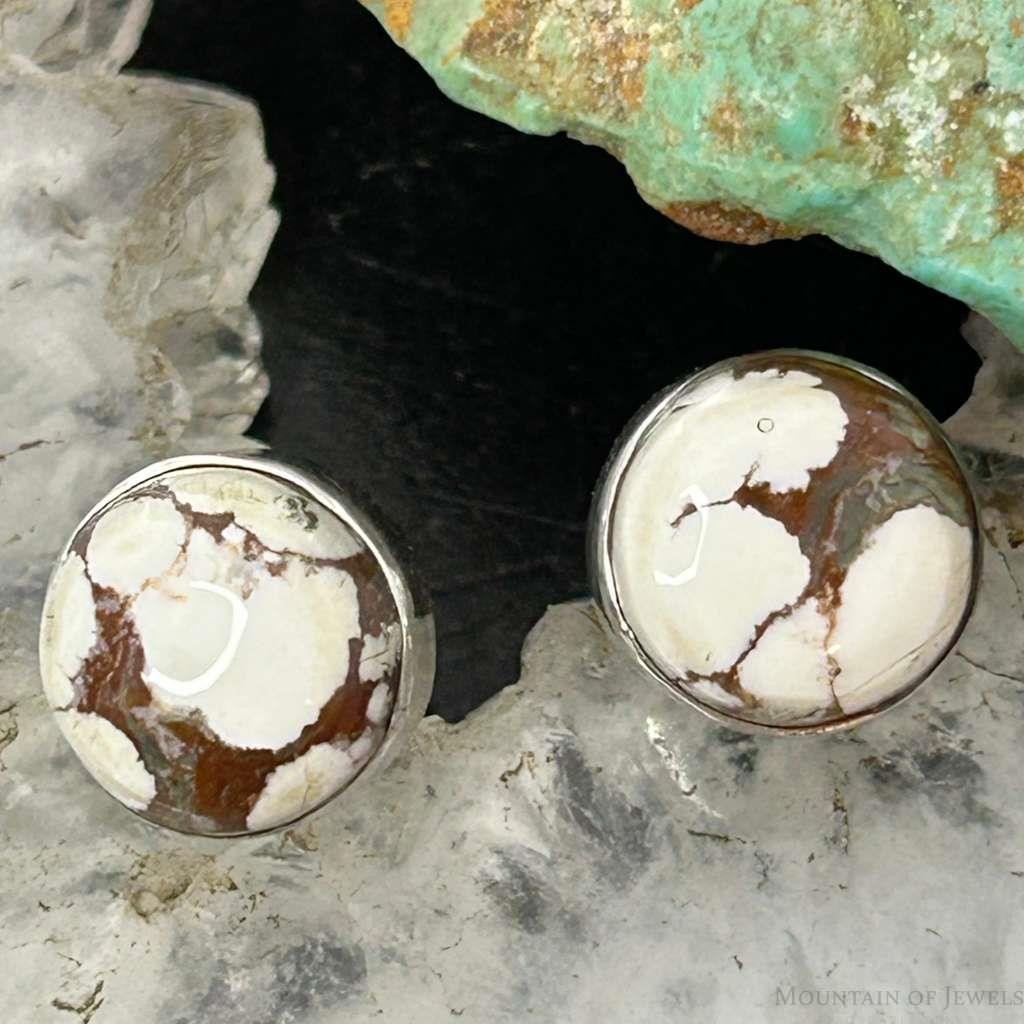 Sterling Silver Southwestern Style Rounded Wild Horse Stud Earrings For Women