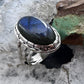 Sterling Silver Southwestern Style Oval Labradorite Ring Size 8 For Women