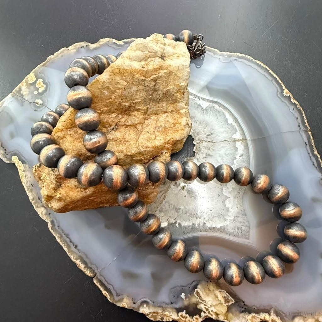 Copper Navajo Pearl Beads 10 mm Necklace Length 20"-22" For Women