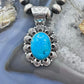 Native American Sterling Silver Oval Turquoise Decorated Pendant For Women