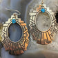 Tommy & Rosita Singer Sterling Turquoise Dot Stamped Dangle Earrings For Women