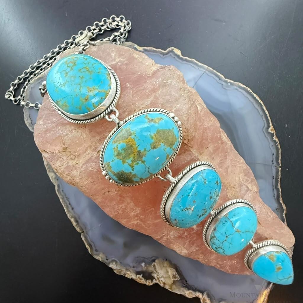 Sterling Silver Southwestern Style Kingman Turquoise Lariat 25" Necklace For Women #1