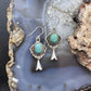 Sterling Silver Southwestern Style Turquoise Squash Blossom Decorated Dangle Earrings For Women