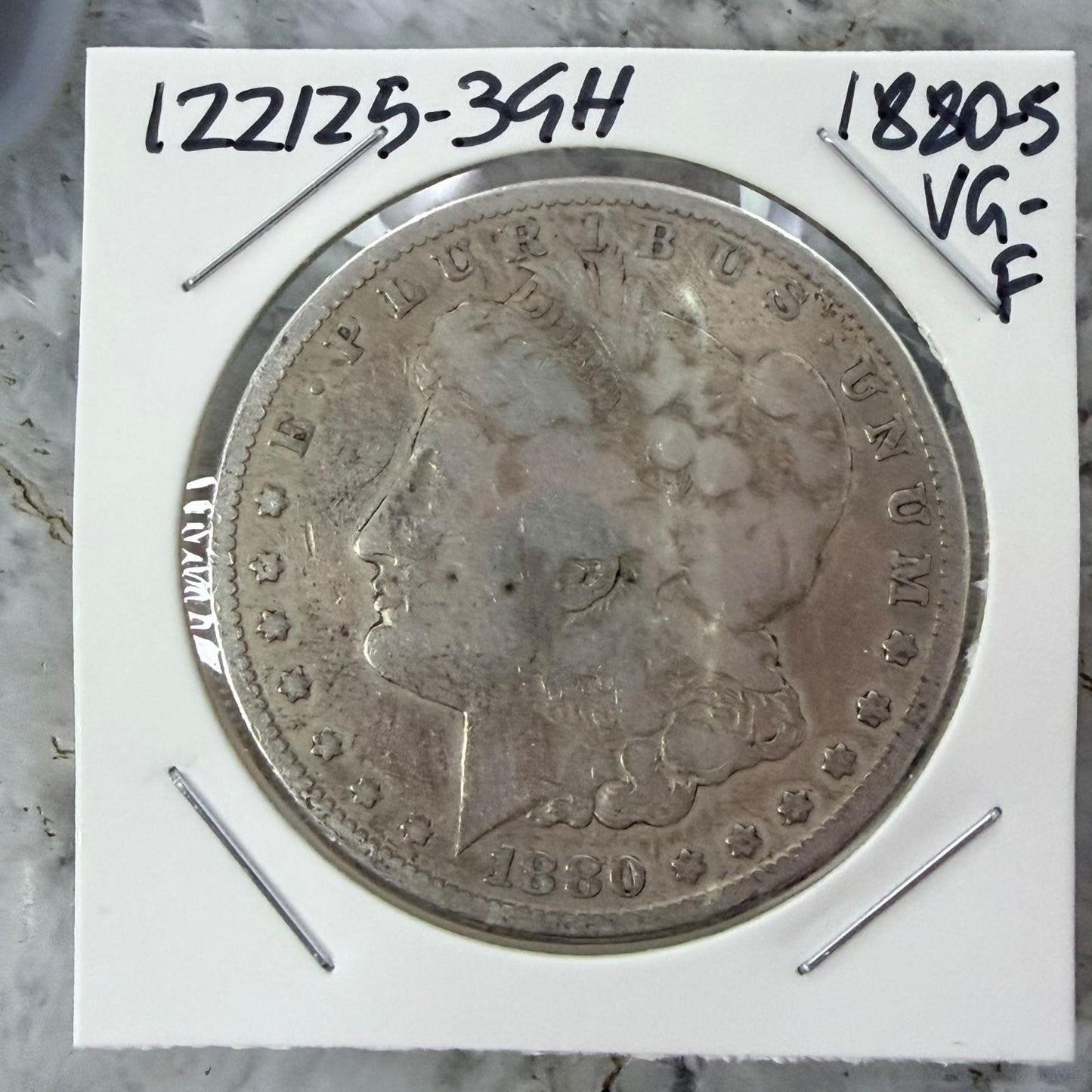 US 1880-S 90% Morgan Silver Dollar VG-F #122125-3GH