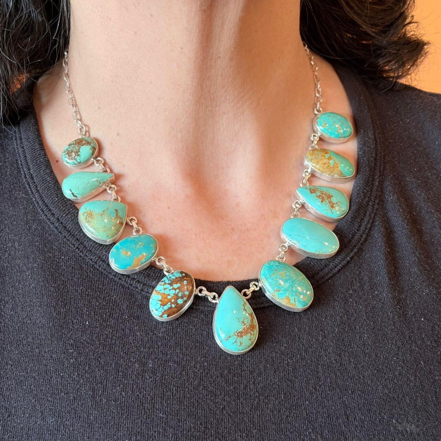 Sterling Silver Southwestern Style Royston Turquoise 19" Necklace For Women