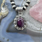 Native American Sterling Silver Oval Purple Spiny Oyster Pendant For Women