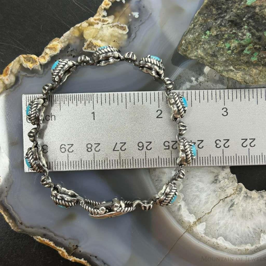 Carolyn Pollack Sterling Silver 9 Oval Turquoise Link Bracelet For Women