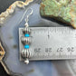 Native American Sterling Silver Grooved Saucer Pearl Beads w/Turquoise Dangle Earringsn For Women