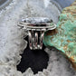 Sterling Silver Southwestern Style Large Teardrop Dendrite Agate Ring Size 8.25 For Women