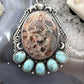Sterling Silver Southwestern Style Oval Red Creek & Mohave Turquoise Pendant For Women