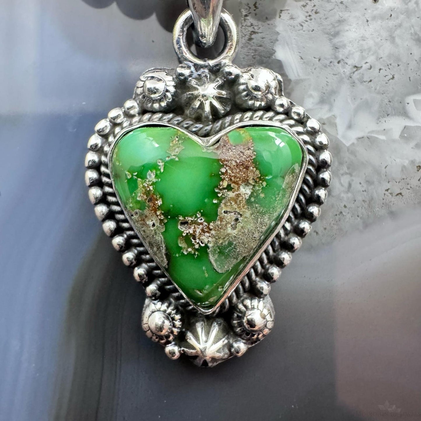 Southwestern Style Sterling Silver Sonora Gold Turquoise Heart Pendant For Women