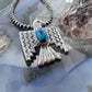 Gary Custer Navajo Sterling Silver Tufa Cast Blue Turquoise Eagle Unisex Pendant