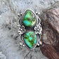 Sterling Silver Southwestern Style Teardrop Sonora Gold Turquoise Adjustable Ring For Women