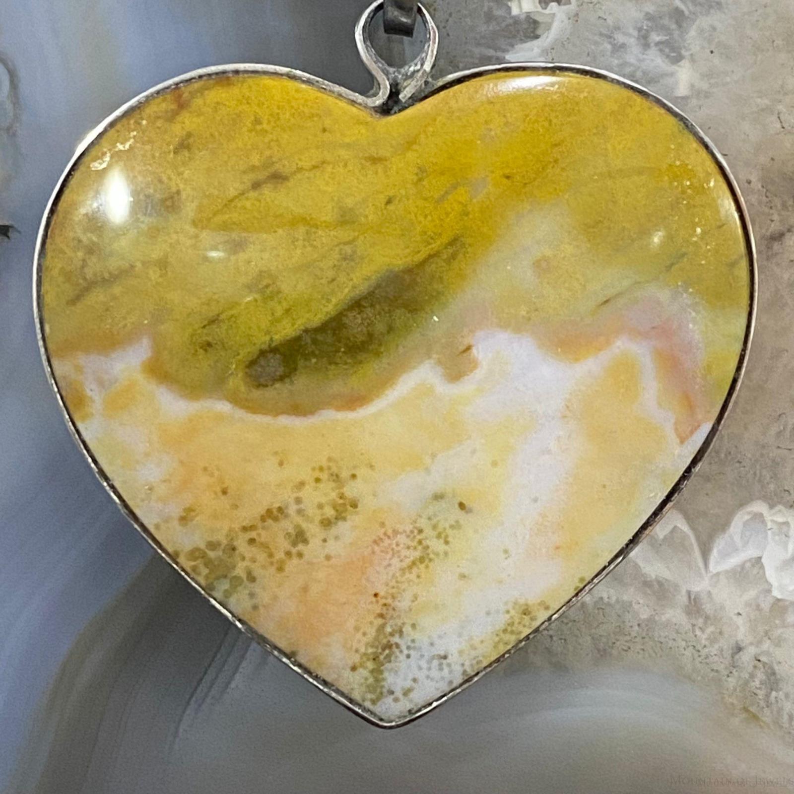 Heart Shape Ocean Jasper Crystal Pendant For Women Set in Stainless Steel #110 hot