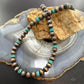 Southwestern Style Copper 8mm Navajo Pearl Beades &Turquoise Disk Necklace For Women
