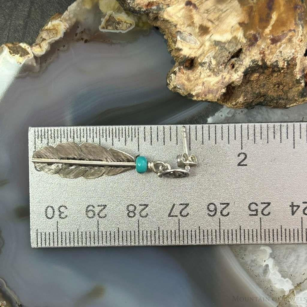 Anthony Gatewood Sterling Silver & Turquoise Spiral Feather Dangle Earrings For Women