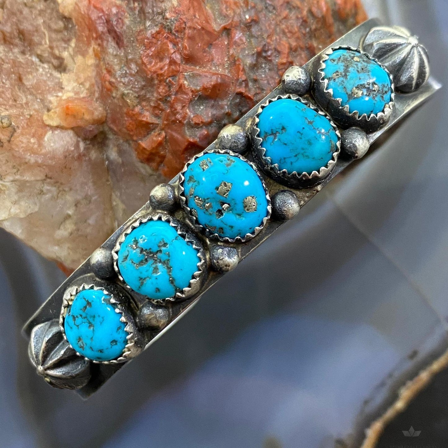 Eva & Linberg Billah Sterling Silver Chunky Turquoise Bracelet For Women and Men