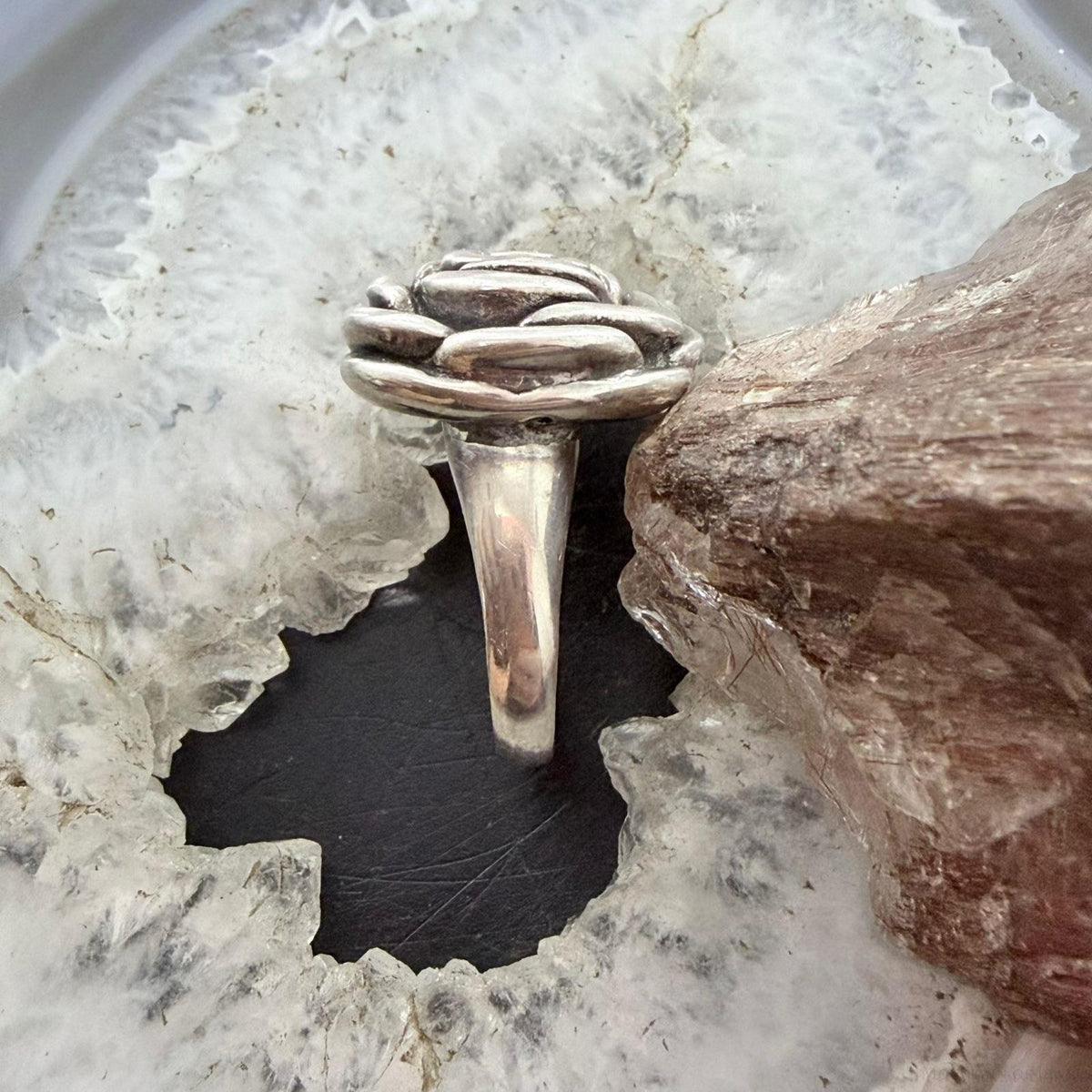 Sterling Silver Electroform Small Rose Fashion Ring Size 7.25 For Women