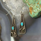 Vintage Silver Native American Turquoise Triangle Dangle Earrings For Women