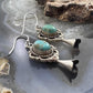 Sterling Silver Southwestern Style Turquoise Squash Blossom Decorated Dangle Earrings For Women