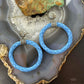 Carolyn Pollack Sterling Silver Light Blue Braided Leather Hoop Earrings For Women