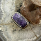 Sterling Silver Southwestern Style Rectangle Charoite Ring Size 6.25 For Women