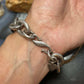 Signed Vintage Heavy Silver Chunky Oval Link 8" Fashion Bracelet For Women