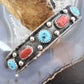 Reed Charley Native American Sterling Silver Turquoise & Coral Row Bracelet For Women