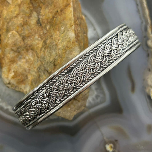 Sterling Silver Flexible & Adjustable Braided Fashion Bracelet For Women