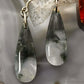 Sterling Silver Elongated Teardrop Moss Agate Slab Dangle Earrings For Women #328