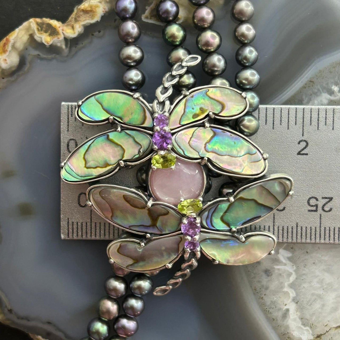 Carolyn Pollack Southwestern Style Sterling Silver Abalone Dragonflies Necklace For Women
