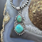 Sterling Silver Southwestern Style 2 Turquoise Decorated Large Pendant For Women