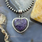 Sterling Silver Southwestern Style Charoite Decorated Heart Pendant For Women #1
