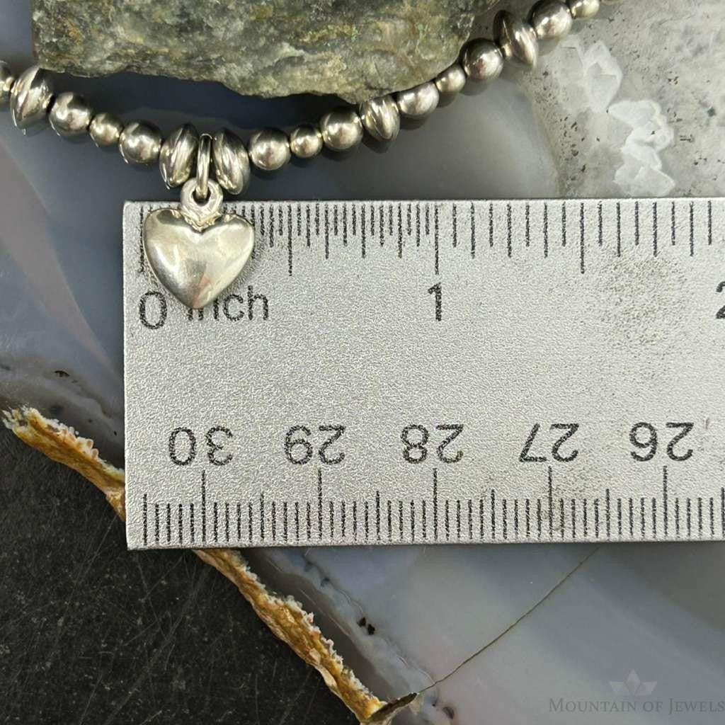 Carolyn Pollack Sterling Silver 4-6mm Beads w/Tiny Heart Pendant 17" Necklace For Women