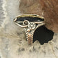 Carolyn Pollack Sterling Silver & Brass Marquise Onyx Decorated Ring For Women