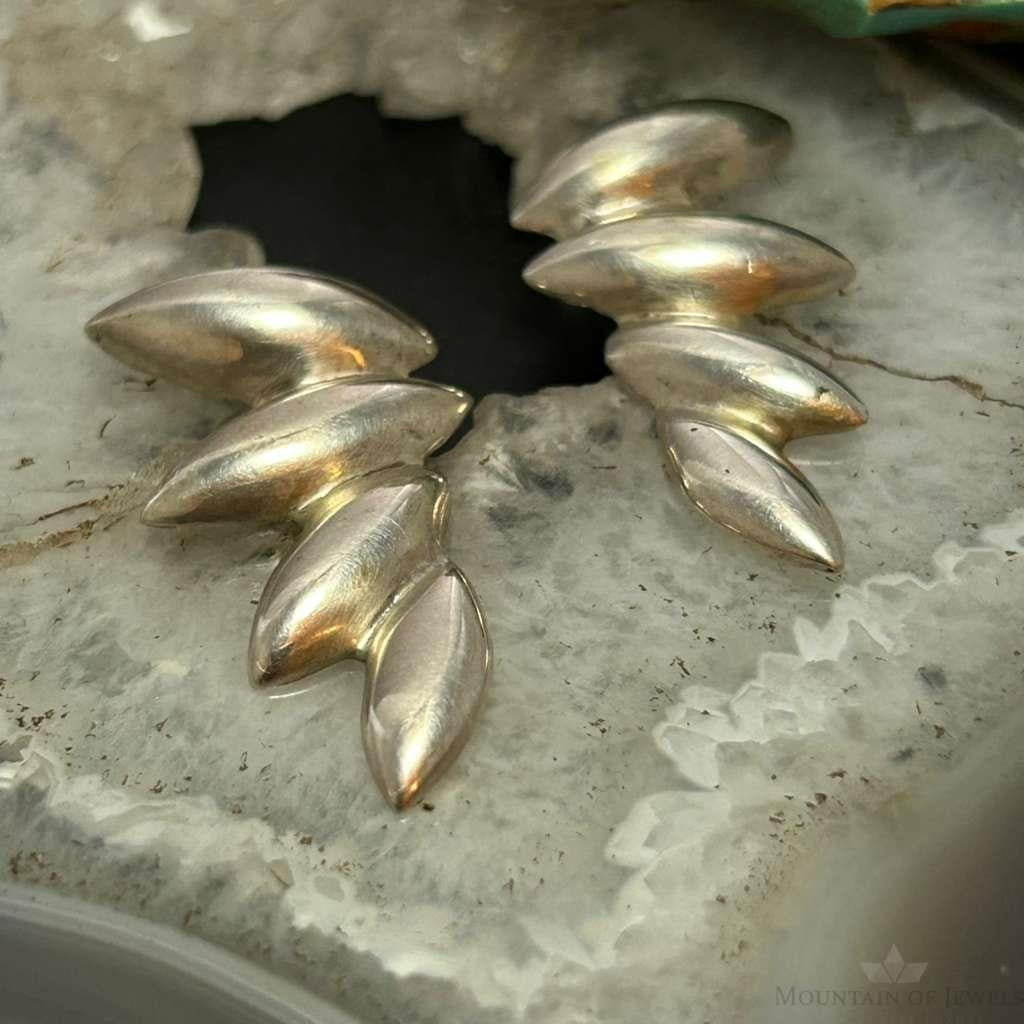 Vintage Sterling Silver Leaf style Fashion Post Earrings For Women