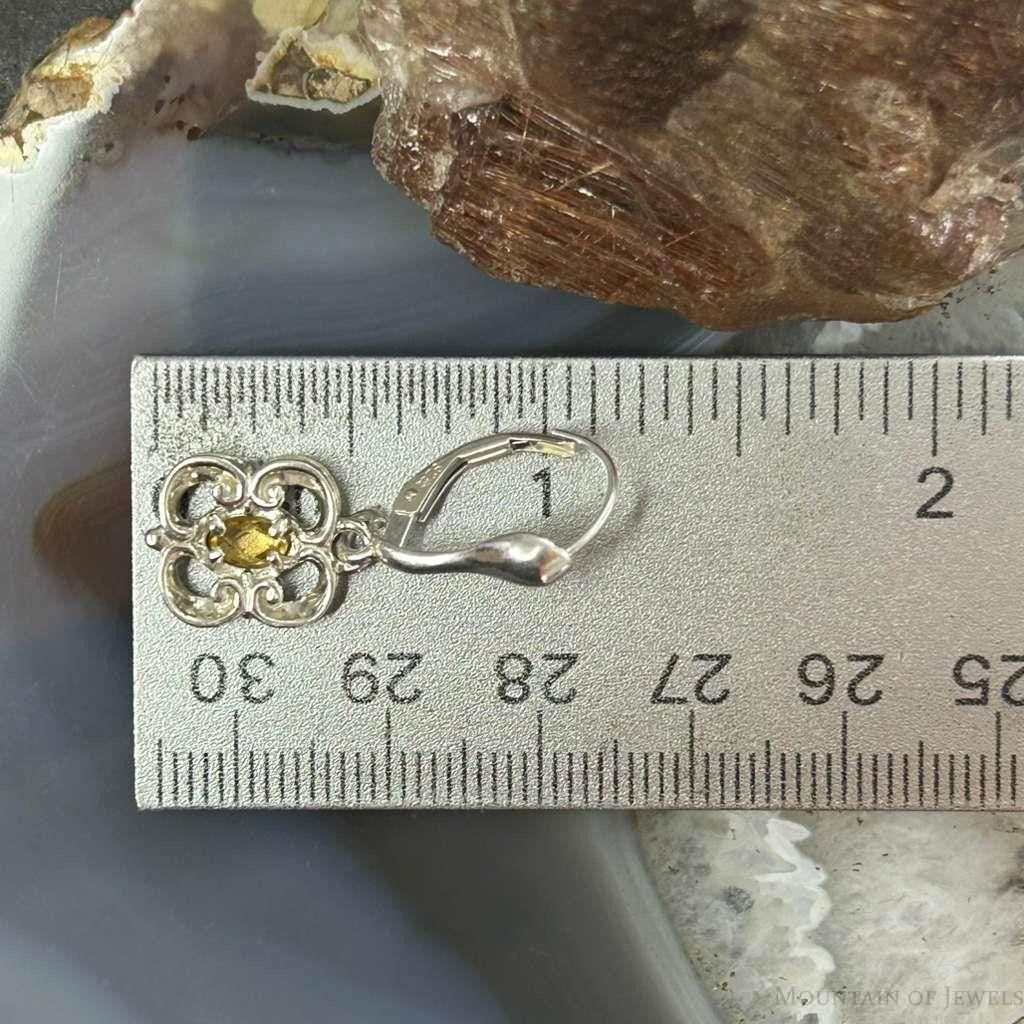 Carolyn Pollack Sterling Silver Faceted Citrine Floral Dangle Earrings For Women