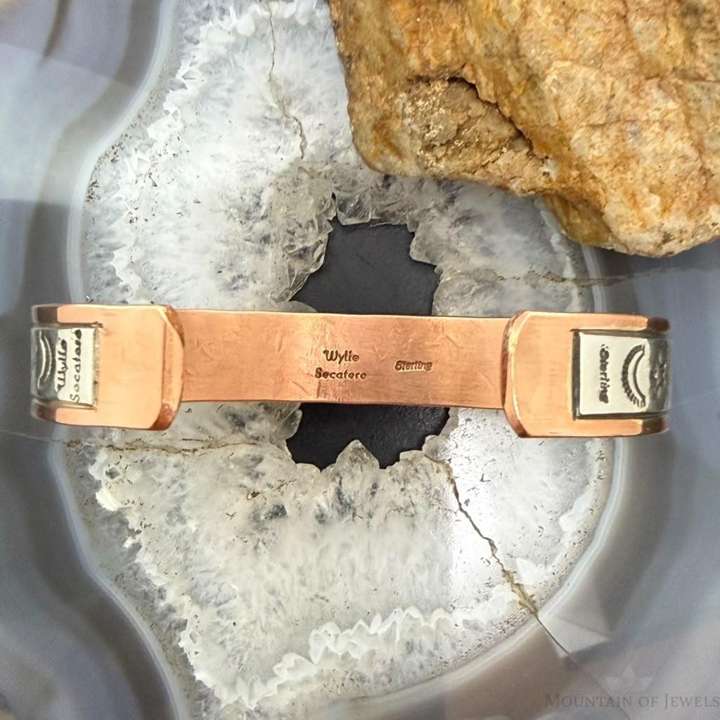 Wylie Secatero Navajo Sterling Silver & Copper Stamped Bracelet For Men #6