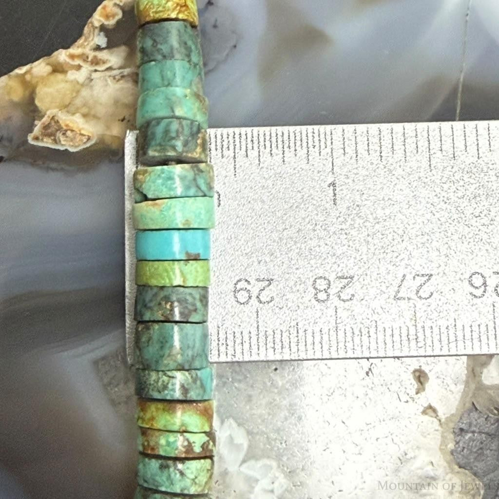 Vintage Silver Native American Graduated Turquoise Beads 18" Necklace For Women