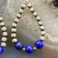Navajo Pearl Bead & Lapis Bead Dangle Hoop Earrings For Women