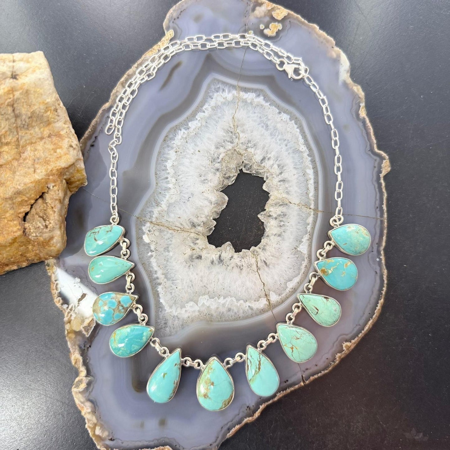 Sterling Silver Southwestern Style Kingman Turquoise 20" Necklace For Women