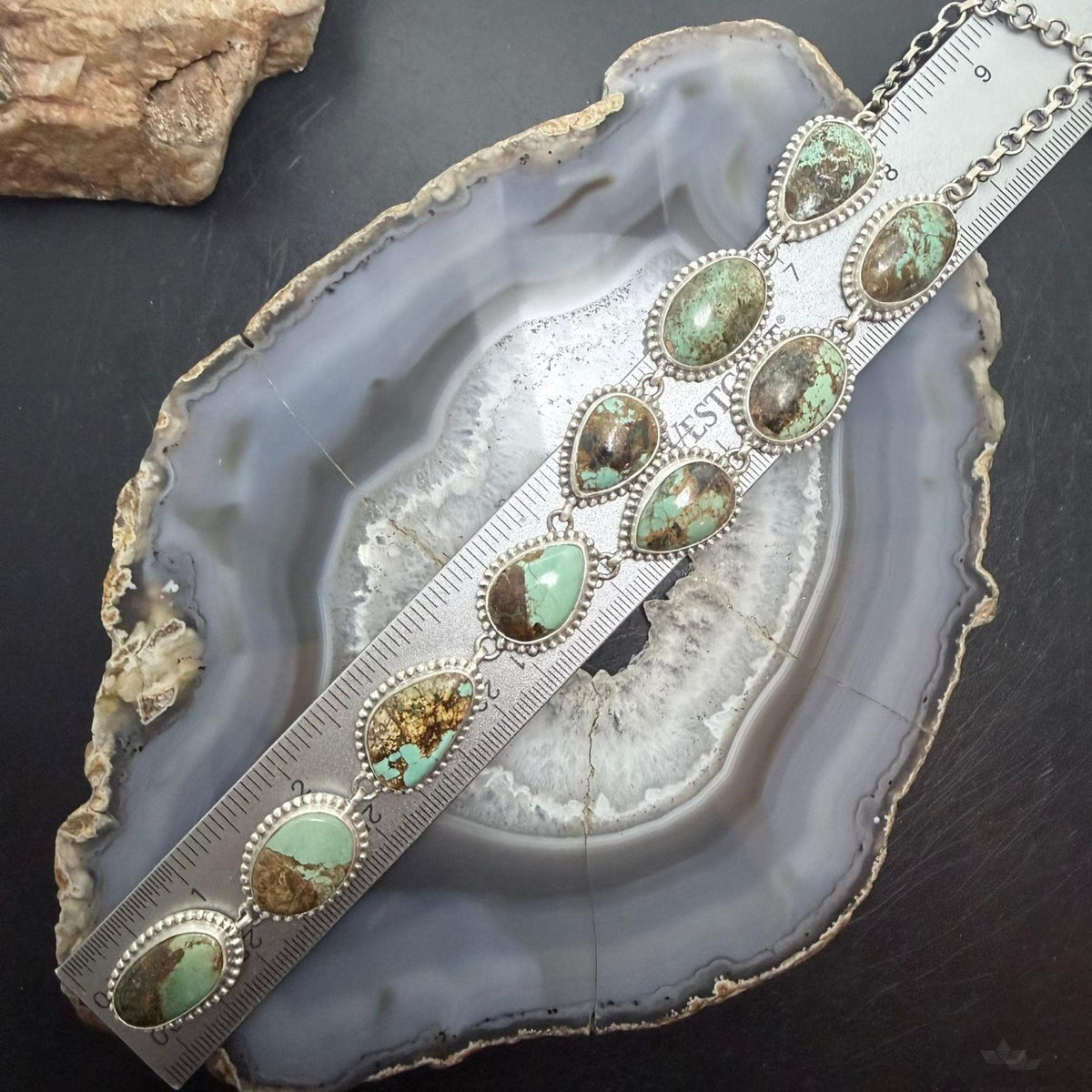 Sterling Silver Southwestern Style Montezuma Turquoise Lariat 23" Necklace For Women
