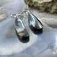 Sterling Silver Elongated Teardrop Chrysocolla Slab Dangle Earrings For Women #226