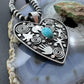 Alex Sanchez Sterling Silver Turquoise Petroglyph Heart Shape Pendant For Women