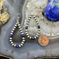 Sterling Silver Navajo Pearl Beads & Lapis Hoop Dangle Earrings For Women