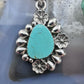 Sterling Silver Southwestern Style Teardrop Turquoise Decorated Pendant For Women